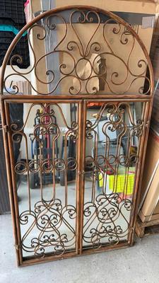 Wrought Iron Garden Gate Style Wall Mirror #3