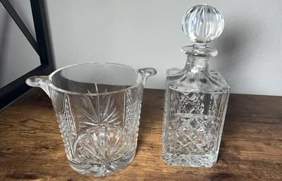 Towle Crystal Decanter & Galway Ice Bucket