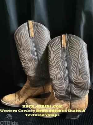 Western cowboy boots stitched shafts textured vamps rrtx.ctbids.com