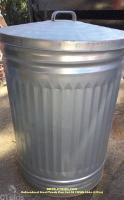 Galvenized steel trash can set of 2 with lids 4 pcs) rrtx.ctbids.com
