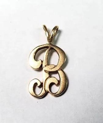 14k gold letter b charm