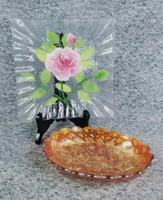 Sydenstryker style plate carnival glass bowl