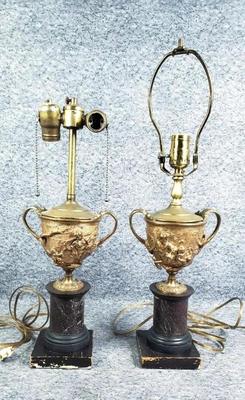 Vintage neoclassical cherub greek themed lamps