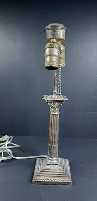 Silvertoned vintage corinthian column style lamp