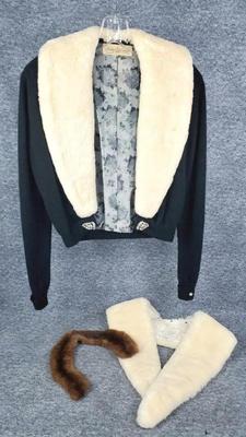 Vintage fur collars cashmere sweater with added jewels