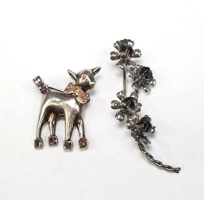 Sterling pins baby lamb flowers