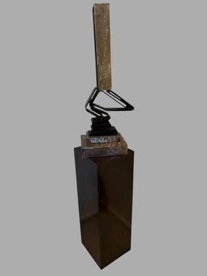 CE517 - Modern Abstract Metal Sculpture On Pedestal Stand