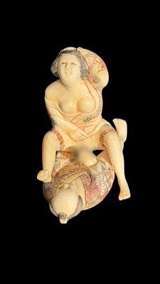 CEJ104 - Japanese Carved Bone Shunga-Style Erotic Okimono, Late 19th–Early 20th Century