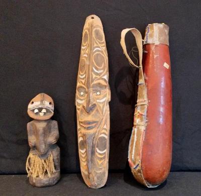 CE211 - African Fertility Sculpture, Mask, Beaded Gourd