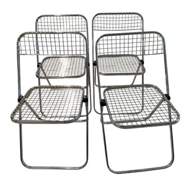 CE522 - Set of 4 Talin, Italian made Chrome Wire Folding Chairs