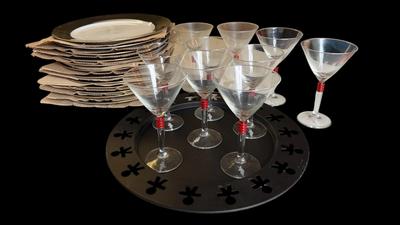 CE103 - Beefeater Gin Stemware, Alessi Tray and Zrike Dishes