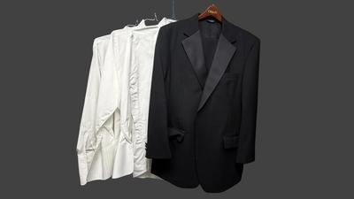 CE113 - Tuxedo Size 43R.  Three Tuxedo Shirts - French Cuff