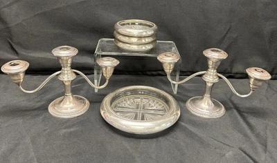 CEJ500 - Rogers Sterling Silver Candle Holders and Coasters 