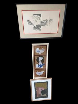 CE308 - 3 Original Art Pieces - Alvar Sunol Munoz-Ramos, Sammy Briss "L'Enfent Adore", Unknown.