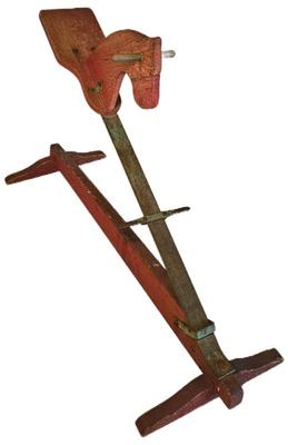Sale Photo Thumbnail #61:  "Cals Colt" Primitive hobby horse with wooden spring