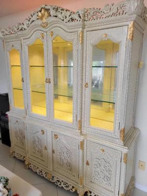 ANTIQUE-STYLE CHINA CABINET WITH CRACKLED-GLAZE