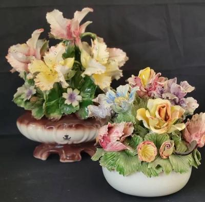 CAPODIMONTE LARGE TABLETOP CENTERPIECES - LOT OF 2