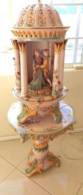 LORENZON ARTISTIC CERAMIC SIDE TABLE WITH MATCHING DECORATIVE CENTERPIECE