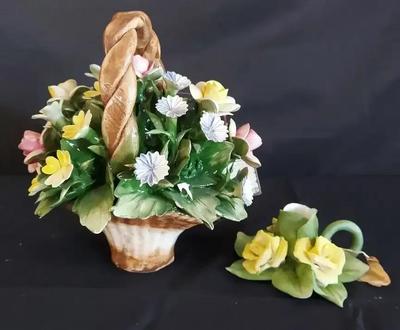 CAPODIMONTE SMALL FLOWER BASKET AND CANDLE HOLDER 