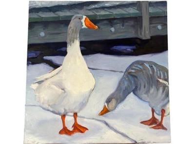 Sale Photo Thumbnail #50: Two Ducks Acrylic On Canvas - Unsigned But Donated By Artist, Britt Bair