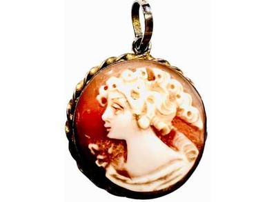 Sale Photo Thumbnail #179: Cameo Pendant - Gold Filled Bezel & Loop