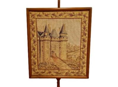 Sale Photo Thumbnail #12: Federal Style Needlepoint Fire Screen - Adjustable Stand
