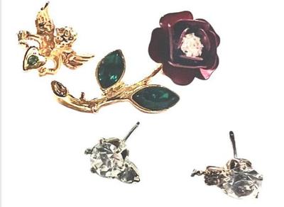 Sale Photo Thumbnail #181: Two Lapel Pins & Additional Costume Stud Earrings