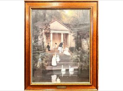 Sale Photo Thumbnail #56: Framed Print - "Feeding The Swans" (1889) Print By Edith Hayllar - Nicely Framed With Brass Plaque Attribution