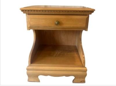 Sale Photo Thumbnail #17: Maple Wood Nightstand With Drawer And Open Shelf Storage