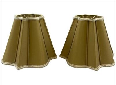 Sale Photo Thumbnail #77: Two Small Gold Lampshades With Cream Rope Trim