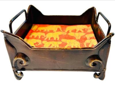 Sale Photo Thumbnail #121: Ironware Footed Napkin Holder With Handles & Starter Supply Of Cocktail Napkins - Signed "The Royal Standard"