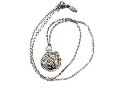 Sale Photo Thumbnail #178: "Anavia" Silver Tone Cage Locket Pendant On Chain - Signed "Anavia"