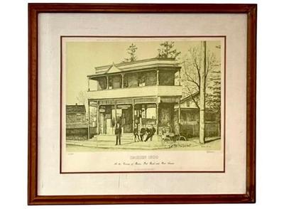 Sale Photo Thumbnail #47: Signed Print Of Darien Circa 1900 - Corner Of Boston Post Road & West Avenue - Signed Print By Blakie Hines