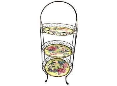 Sale Photo Thumbnail #97: Three Tiered Etagere Style Serving Piece - Floral Design
