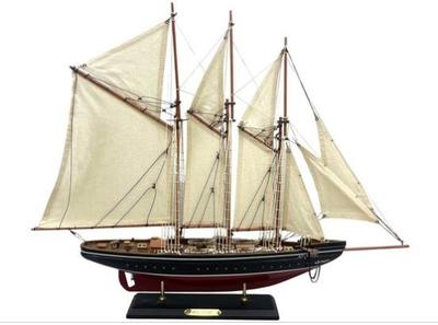 Sale Photo Thumbnail #26: Model Boat - Mounted On Base - Brass Plaque Signed "Atlantic"