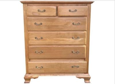 Sale Photo Thumbnail #15: Chippendale Style Solid Maple Bureau - Signed "Link-Taylor Old Towne" - Bracket Feet & Brass Pulls