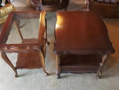 TWO MISCELLANEOUS LIVING ROOM END TABLES