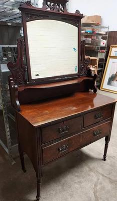 ANTIQUE DRESSER WITH MIRROR 