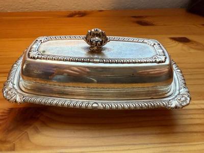 Silverplate Covered Butter Dish - Silver On Copper 
