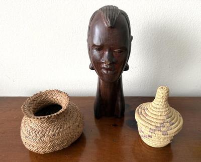 African Bust & Two Baskets  
