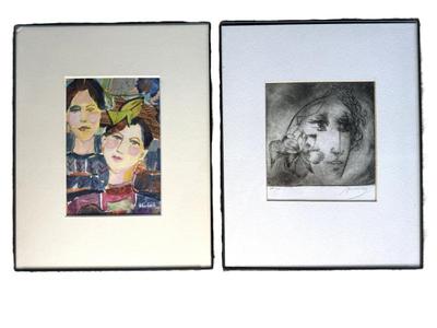 Two Framed Art Pieces Featuring Women 