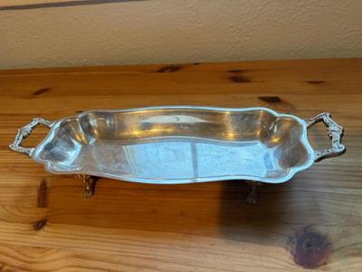 Silver On Copper Footed Relish Dish 