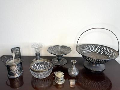 Grouping Of Silverplate Decorative Pieces With A Few Sterling Bits 