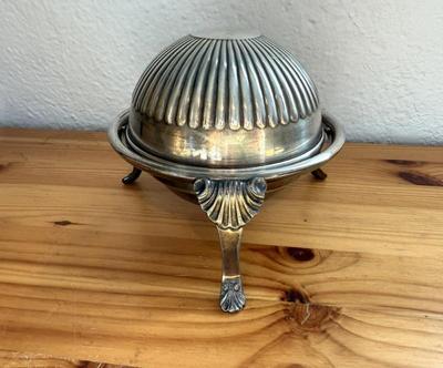 Silverplate Revolving Dome Butter Dish With Glass Insert 