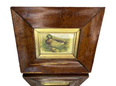 Vintage Small Mallard Print In Burl Frame 
