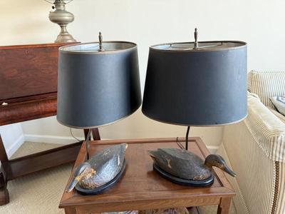Pair Of Antique Duck Decoy Lamps 