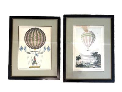 Pair Of Color Aeronautical Lithographs From 1956 Book "Balloons" 