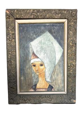 Vintage Original Signed Oil Portrait Of A Woman 
