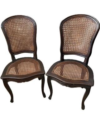 Pair Of Stunning French Style Double Caned Back Chairs 