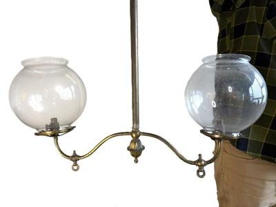 Antique Brass Double Globe Light Fixture 